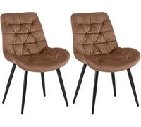 CLP Juego de 2 sillas de Comedor Rossford de Terciopelo I Silla con Respaldo I Sillón con Protectores de Suelo I Capacidad de Carga hasta 150 kg, Color:marrón