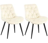 CLP Juego de 2 sillas de Comedor Rossford de Terciopelo I Silla con Respaldo I Sillón con Protectores de Suelo I Capacidad de Carga hasta 150 kg, Color:Crema