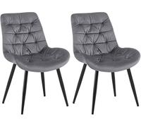 CLP Juego de 2 sillas de Comedor Rossford de Terciopelo I Silla con Respaldo I Sillón con Protectores de Suelo I Capacidad de Carga hasta 150 kg, Color:Gris Oscuro