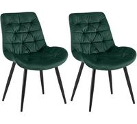 CLP Juego de 2 sillas de Comedor Rossford de Terciopelo I Silla con Respaldo I Sillón con Protectores de Suelo I Capacidad de Carga hasta 150 kg, Color:Verde Claro