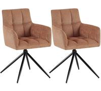 CLP Juego de 2 sillas de Comedor, Sillón Jonah Giratorio con Brazos, Silla Moderna para salón, soporta hasta 150 kg, Color:Naranja
