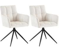CLP Juego de 2 sillas de Comedor, Sillón Jonah Giratorio con Brazos, Silla Moderna para salón, soporta hasta 150 kg, Color:Crema