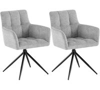 CLP Juego de 2 sillas de Comedor, Sillón Jonah Giratorio con Brazos, Silla Moderna para salón, soporta hasta 150 kg, Color:Gris Claro