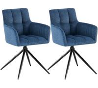 CLP Juego de 2 sillas de Comedor, Sillón Jonah Giratorio con Brazos, Silla Moderna para salón, soporta hasta 150 kg, Color:Azul Oscuro