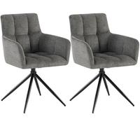 CLP Juego de 2 sillas de Comedor, Sillón Jonah Giratorio con Brazos, Silla Moderna para salón, soporta hasta 150 kg, Color:Gris Oscuro