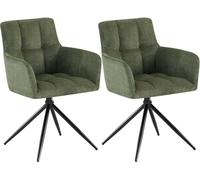 CLP Juego de 2 sillas de Comedor, Sillón Jonah Giratorio con Brazos, Silla Moderna para salón, soporta hasta 150 kg, Color:Verde Claro