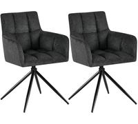 CLP Juego de 2 sillas de Comedor, Sillón Jonah Giratorio con Brazos, Silla Moderna para salón, soporta hasta 150 kg, Color:Negro