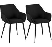 CLP Juego de 2 sillas de Comedor tapizadas con Respaldo Luena, Silla de Cocina de Terciopelo o Tela, Capacidad de Carga hasta 150 kg, Color:Negro, Material:Tela