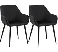 CLP Juego de 2 sillas de Comedor tapizadas con Respaldo Luena, Silla de Cocina de Terciopelo o Tela, Capacidad de Carga hasta 150 kg, Color:Negro, Material:Terciopelo
