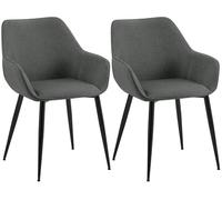 CLP Juego de 2 sillas de Comedor tapizadas con Respaldo Luena, Silla de Cocina de Terciopelo o Tela, Capacidad de Carga hasta 150 kg, Color:Gris Oscuro, Material:Tela