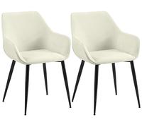 CLP Juego de 2 sillas de Comedor tapizadas con Respaldo Luena, Silla de Cocina de Terciopelo o Tela, Capacidad de Carga hasta 150 kg, Color:Crema, Material:Tela
