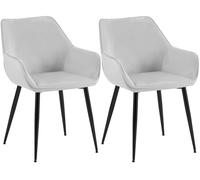 CLP Juego de 2 sillas de Comedor tapizadas con Respaldo Luena, Silla de Cocina de Terciopelo o Tela, Capacidad de Carga hasta 150 kg, Color:Gris Claro, Material:Terciopelo