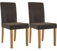 CLP Juego de 2 sillas de Comedor tapizadas Ina, Silla de Cocina con Funda de Pana, Estructura de Madera Estable, Color:marrón, Color del Marco:Envejecido Claro
