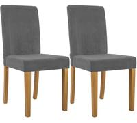CLP Juego de 2 sillas de Comedor tapizadas Ina, Silla de Cocina con Funda de Pana, Estructura de Madera Estable, Color:Gris, Color del Marco:Envejecido Claro