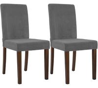 CLP Juego de 2 sillas de Comedor tapizadas Ina, Silla de Cocina con Funda de Pana, Estructura de Madera Estable, Color:Gris, Color del Marco:Envejecido Oscuro
