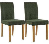 CLP Juego de 2 sillas de Comedor tapizadas Ina, Silla de Cocina con Funda de Pana, Estructura de Madera Estable, Color:Verde Claro, Color del Marco:Envejecido Claro