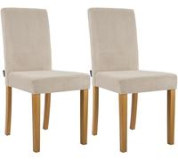 CLP Juego de 2 sillas de Comedor tapizadas Ina, Silla de Cocina con Funda de Pana, Estructura de Madera Estable, Color:marrón Claro, Color del Marco:Envejecido Claro