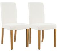 CLP Juego de 2 sillas de Comedor tapizadas Ina, Silla de Cocina con Funda de Pana, Estructura de Madera Estable, Color:Crema, Color del Marco:Envejecido Claro