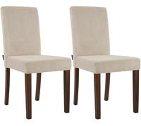 CLP Juego de 2 sillas de Comedor tapizadas Ina, Silla de Cocina con Funda de Pana, Estructura de Madera Estable, Color:marrón Claro, Color del Marco:Envejecido Oscuro