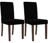 CLP Juego de 2 sillas de Comedor tapizadas Ina, Silla de Cocina con Funda de Pana, Estructura de Madera Estable, Color:Negro, Color del Marco:Envejecido Oscuro
