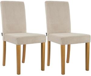 CLP Juego de 2 sillas de Comedor tapizadas Ina, Silla de Cocina con Funda de Pana, Estructura de Madera Estable, Color:marrón Claro, Color del Marco:Envejecido Claro