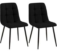 CLP Juego de 2 sillas de Comedor Tilde I Sillas de Cocina tapizadas con Funda Acolchada I Sillas tapizadas con armazón de Metal, Color:Negro, Material:Tela
