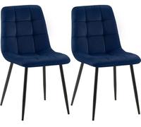 CLP Juego de 2 sillas de Comedor Tilde I Sillas de Cocina tapizadas con Funda Acolchada I Sillas tapizadas con armazón de Metal, Color:Azul, Material:Terciopelo