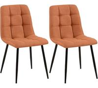 CLP Juego de 2 sillas de Comedor Tilde I Sillas de Cocina tapizadas con Funda Acolchada I Sillas tapizadas con armazón de Metal, Color:Naranja, Material:Tela