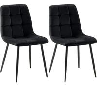 CLP Set de 2 sillas de Comedor Tilde en Terciopelo o Tela I Butacas de salón Acolchadas con Base metálica & Respaldo, Color:Negro, Material:Terciopelo