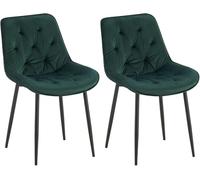 CLP Juego de 2 sillas de Comedor Wallace Funda de Terciopelo I Silla de Cocina Acolchada con Estructura metálica y Protectores de Suelo, Color:Verde Claro