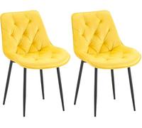 CLP Juego de 2 sillas de Comedor Wallace Funda de Terciopelo I Silla de Cocina Acolchada con Estructura metálica y Protectores de Suelo, Color:Amarillo