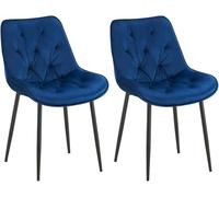 CLP Juego de 2 sillas de Comedor Wallace Funda de Terciopelo I Silla de Cocina Acolchada con Estructura metálica y Protectores de Suelo, Color:Azul