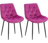 CLP Juego de 2 sillas de Comedor Wallace Funda de Terciopelo I Silla de Cocina Acolchada con Estructura metálica y Protectores de Suelo, Color:Violeta