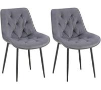 CLP Juego de 2 sillas de Comedor Wallace Funda de Terciopelo I Silla de Cocina Acolchada con Estructura metálica y Protectores de Suelo, Color:Gris Oscuro