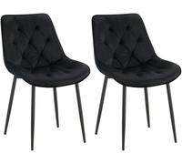 CLP Juego de 2 sillas de Comedor Wallace Funda de Terciopelo I Silla de Cocina Acolchada con Estructura metálica y Protectores de Suelo, Color:Negro