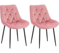 CLP Juego de 2 sillas de Comedor Wallace Funda de Terciopelo I Silla de Cocina Acolchada con Estructura metálica y Protectores de Suelo, Color:Rosa