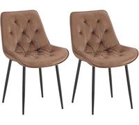 CLP Juego de 2 sillas de Comedor Wallace Funda de Terciopelo I Silla de Cocina Acolchada con Estructura metálica y Protectores de Suelo, Color:marrón