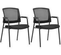 CLP Juego de 2 sillas de Conferencia, Silla de visitantes Volga, apilable con Respaldo, Silla de Oficina con reposabrazos, Color:Negro
