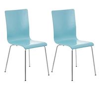 CLP Juego de 2 Sillas de Espera Pepe I Sillas para Visitas con Asiento de Madera Ergonómico I Set 2X Sillas de Conferencia Color:, Color:Azul Claro