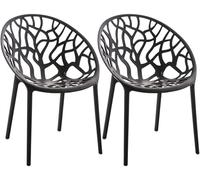 CLP Juego de 2 Sillas de Jardín Hope Apilables, Resistentes a Intemperie y UV, de Plástico con Reposabrazos, Exterior hasta 150 kg Color:Negro