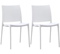 CLP Juego de 2 sillas de Jardin Meton con Respaldo, apilables, Intemperie, UV, hasta 150 kg | Color Blanco