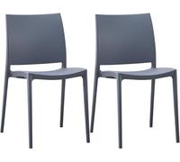 CLP Juego de 2 sillas de Jardin Meton con Respaldo, apilables, Intemperie, UV, hasta 150 kg Color:Gris