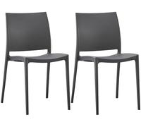 CLP Juego de 2 sillas de Jardin Meton con Respaldo, apilables, Intemperie, UV, hasta 150 kg | Color Gris Oscuro