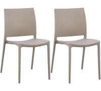 CLP Juego de 2 sillas de Jardin Meton con Respaldo, apilables, Intemperie, UV, hasta 150 kg Color:Gris Pardo