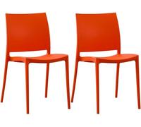 CLP Juego de 2 sillas de Jardin Meton con Respaldo, apilables, Intemperie, UV, hasta 150 kg | Color Naranja