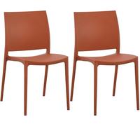 CLP Juego de 2 sillas de Jardin Meton con Respaldo, apilables, Intemperie, UV, hasta 150 kg Color:Terracotta