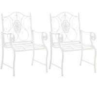CLP Juego de 2 sillas de jardín Punjab de Estilo casa de Campo I Silla de Hierro Lacado I Silla de jardín Extra Robusta Color:Blanco