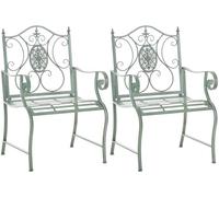 CLP Juego de 2 sillas de jardín Punjab de Estilo casa de Campo I Silla de Hierro Lacado I Silla de jardín Extra Robusta, Color:Antiguo-Verde