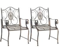 CLP Juego de 2 sillas de jardín Punjab de Estilo casa de Campo I Silla de Hierro Lacado I Silla de jardín Extra Robusta, Color:Bronce