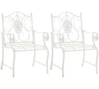 CLP Juego de 2 sillas de jardín Punjab de Estilo casa de Campo I Silla de Hierro Lacado I Silla de jardín Extra Robusta Color:Blanco Envejecido